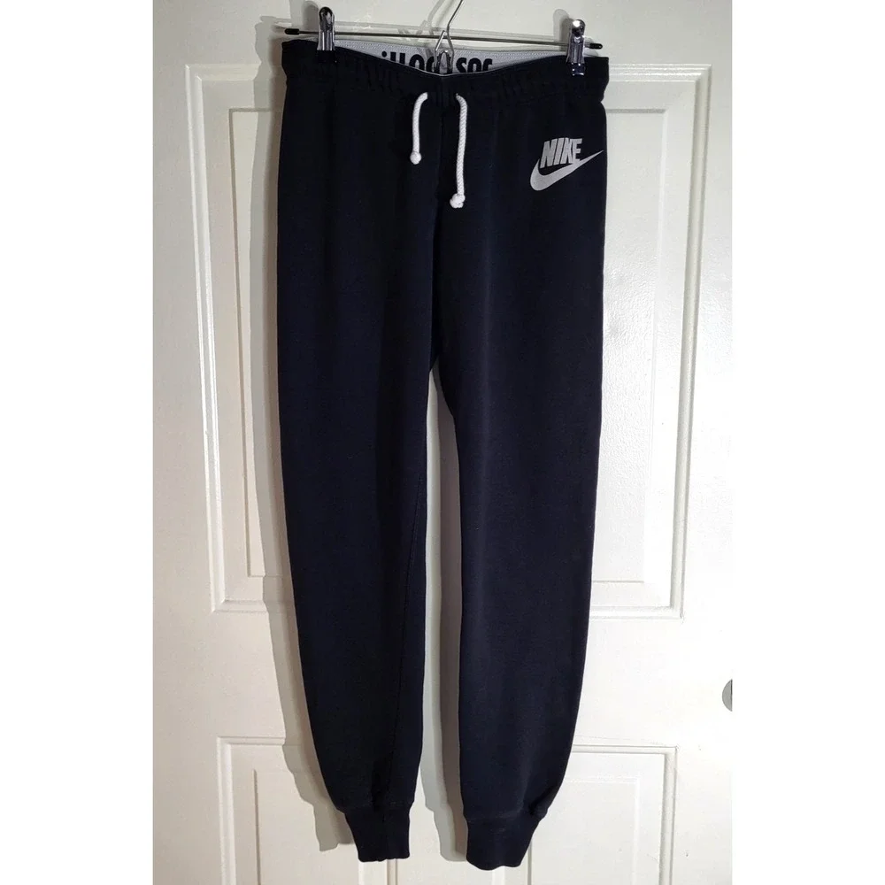 Nike Youth S Fleece Joggers Sweatpants Black Drawstring Swoosh Logo